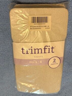 trimfit Silver/White Glitter Tights - Size 4-6